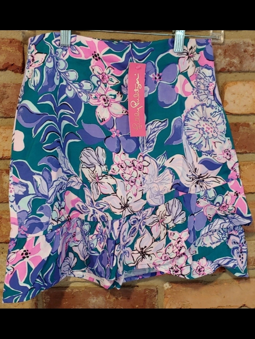 Lilly Pulitzer Floral Ruffle Mini Skirt - Teal, Purple, Pink